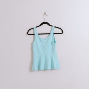 Light Minty Blue Peplum Top-Express
